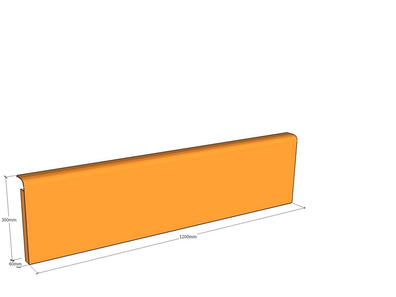 Rolled edge 1200 x 300 x 60 x 3mm