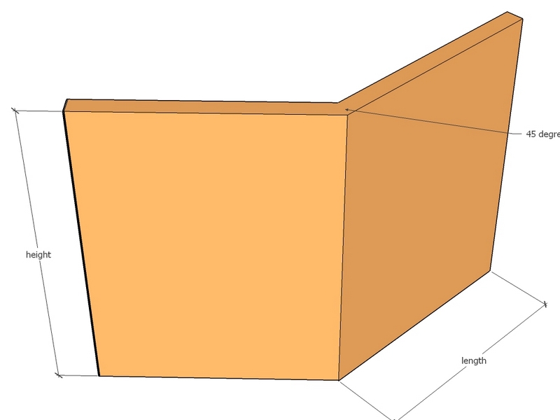 [Cor45Int450-450-897-2] 45deg Int Cnr 450 x 450 x 897 x 2mm