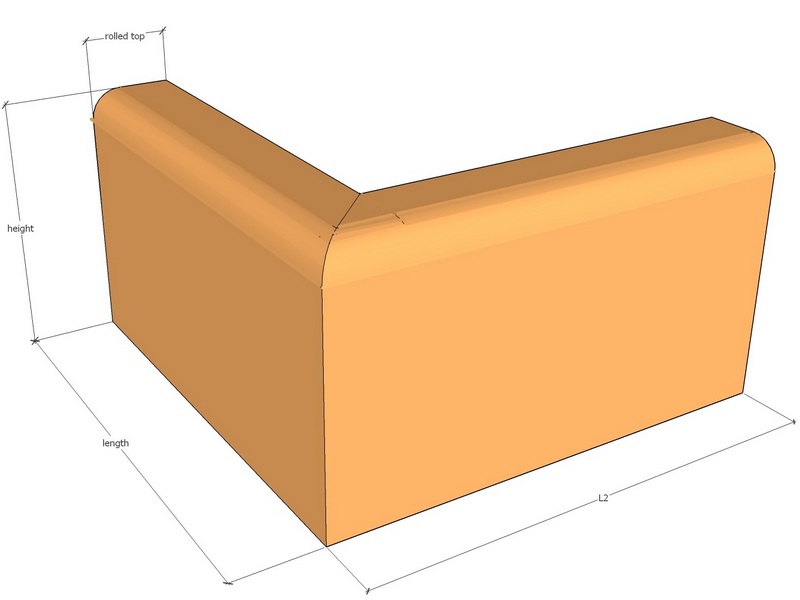 Rolled corner 90deg ext 600-600-150-3