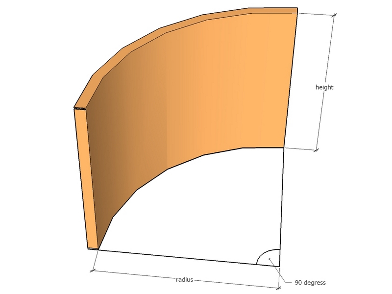 [CorQtrIntCur1200-447-3] Qtr Int Cur 1200mm rad 447mm A=1884mm