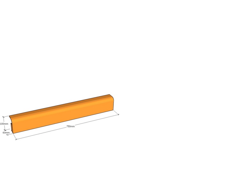 Rolled edge 750 x 100 x 60 x 3mm