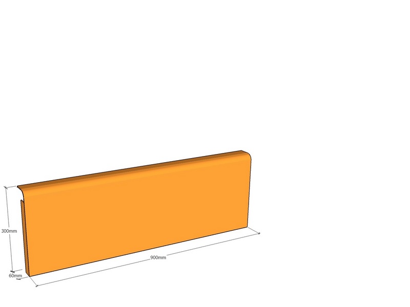 Rolled edge 900 x 300 x 60 x 3mm