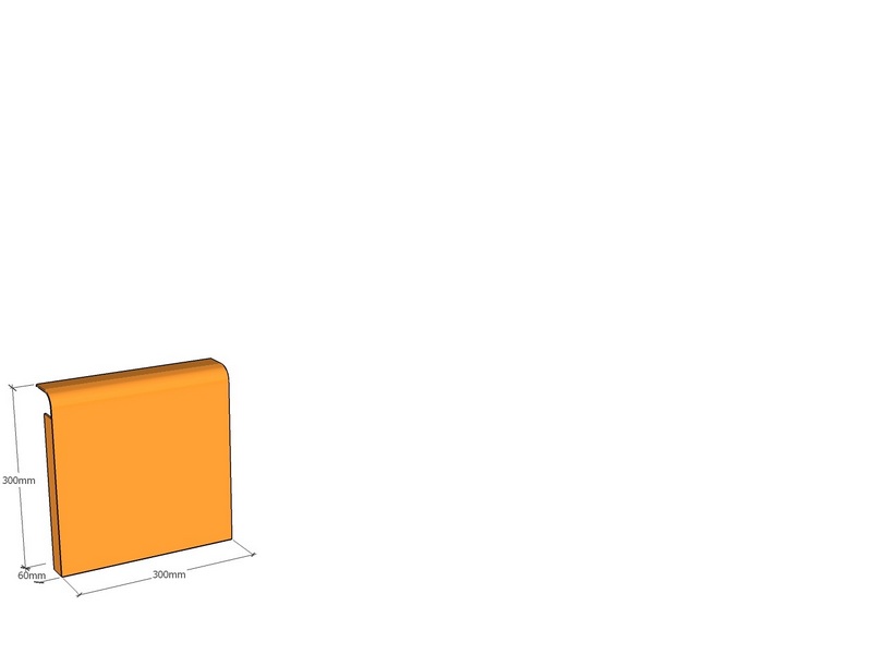 Rolled edge 300 x 300 x 60 x 3mm