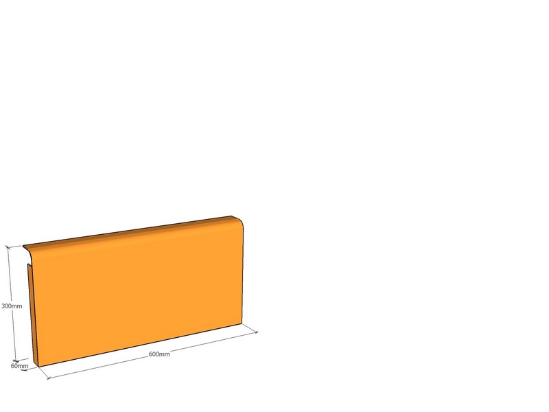 Rolled edge 600 x 300 x 60 x 3mm