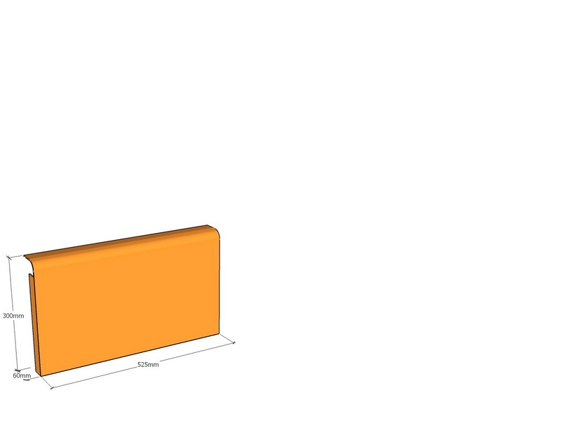 Rolled edge 525 x 300 x 60 x 3mm