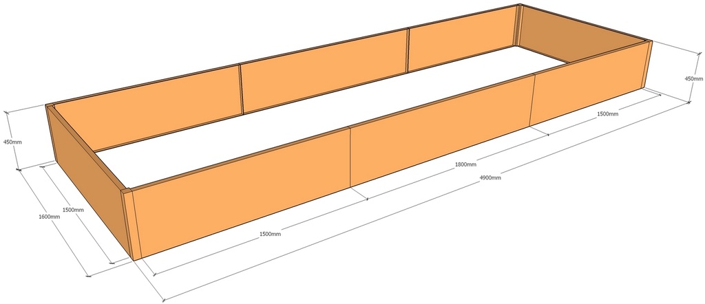 [CorPlaRec4900-1600-450] Rectangular planter 4900L x 1600W x 450T