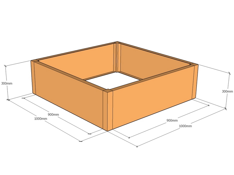 [CorPlaRec1000-1000-300] Rectangular planter 1000L x 1000W x 300T