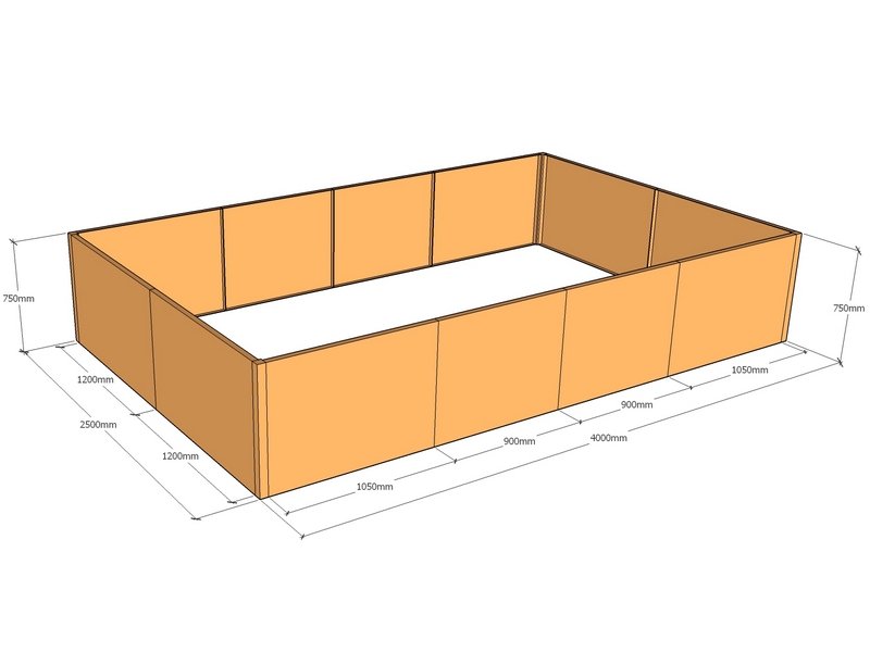 [CorPlaRec4000-2500-750] Rectangular planter 4000L x 2500W x 750T