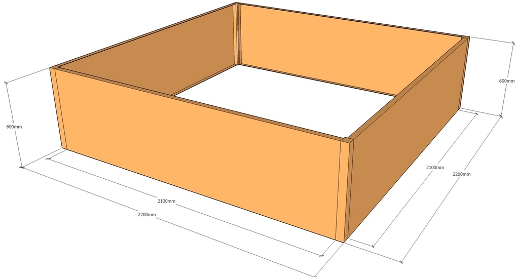 [CorPlaRec2200-2200-600] Rectangular planter 2200L x 2200W x 600T