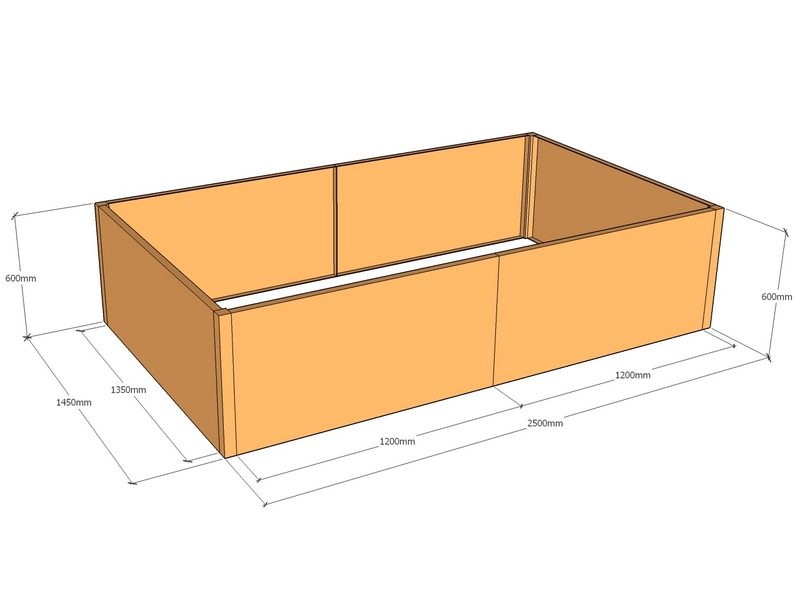 [CorPlaRec2500-1450-600] Rectangular planter 2500L x 1450W x 600T