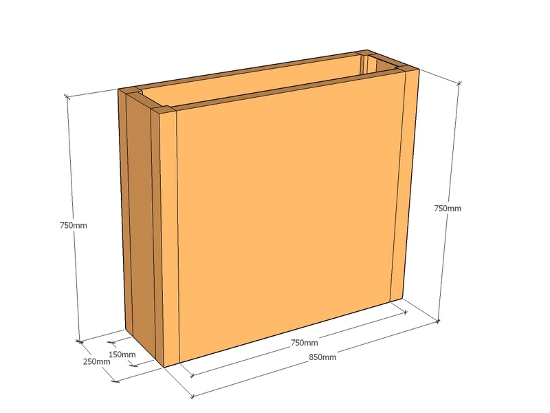 [CorPlaRec850-250-750] Rectangular planter 850L x 250W x 750T