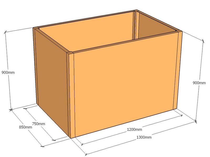 Rectangular planter 1300L x 850W x 900T