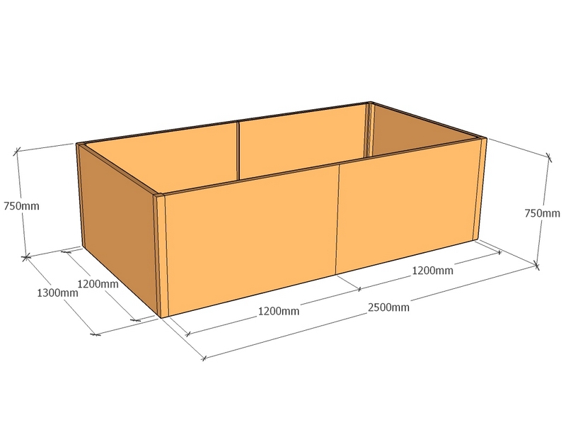 [CorPlaRec2500-1300-750] Rectangular planter 2500L x 1300W x 750T
