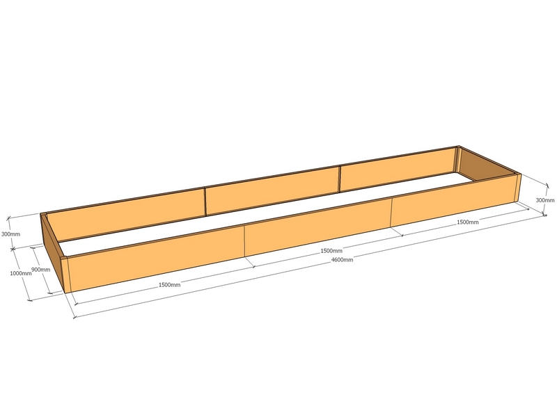 Rectangular planter 4600L x 1000W x 300T