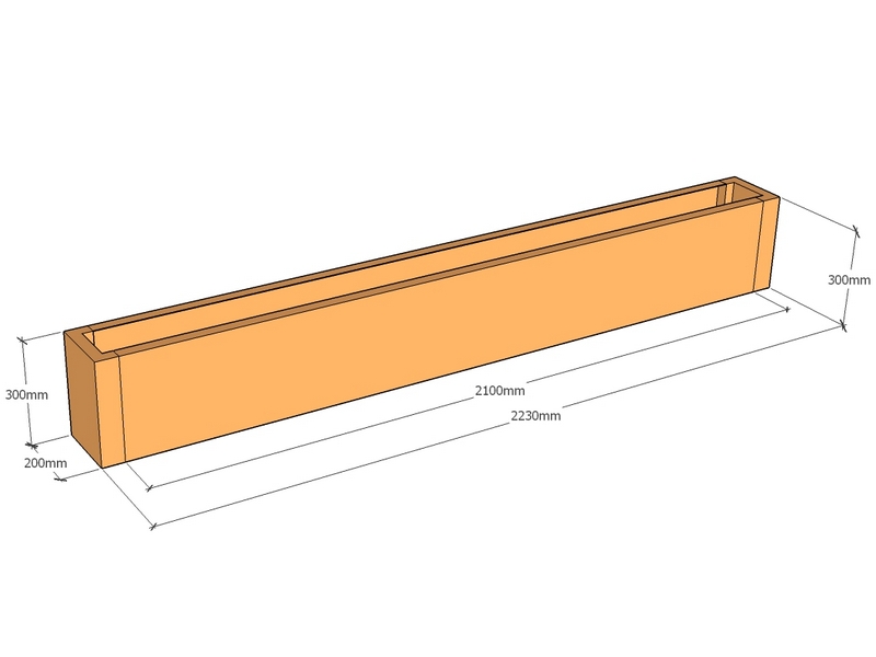 Rectangular planter 2230L x 200W x 300T