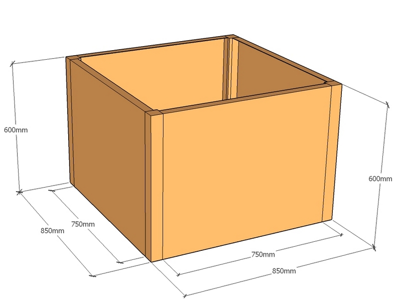 Rectangular planter 850L x 850W x 600T