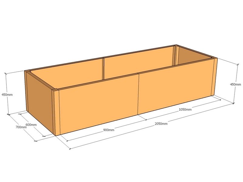 Rectangular planter 2050L x 700W x 450T