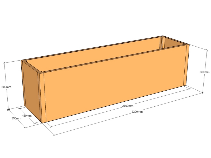 Rectangular planter 2200L x 550W x 600T