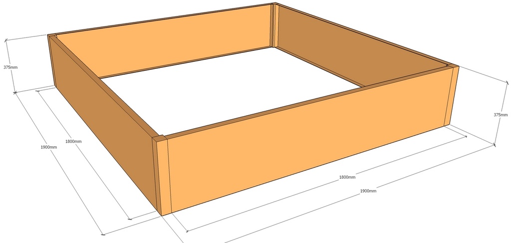 Rectangular planter 1900L x 1900W x 375T