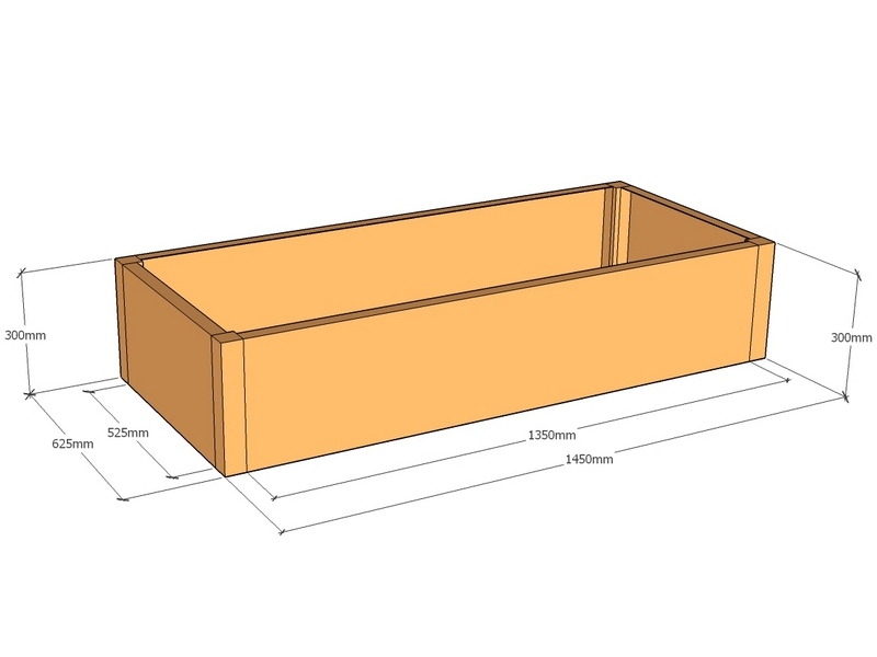 Rectangular planter 1450L x 625W x 300T