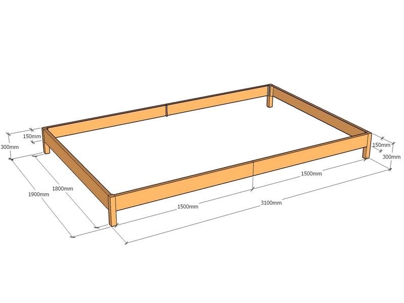 Rectangular planter 3100L x 1900W x 150T