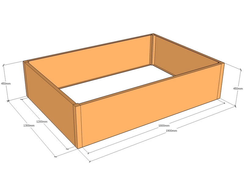 Rectangular planter 1900L x 1300W x 450T