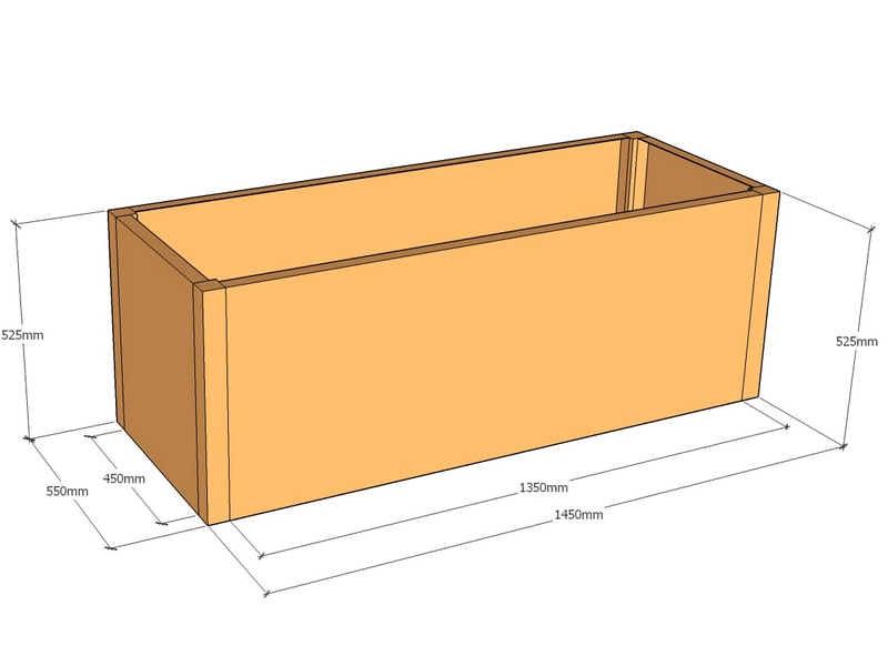 Rectangular planter 1450L x 550W x 525T