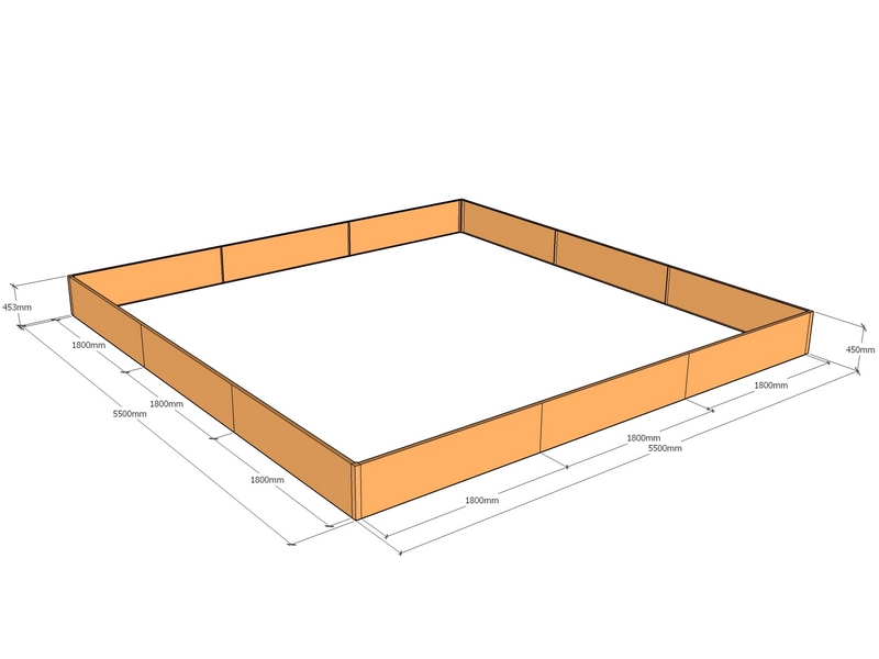 Rectangular planter 5500L x 5500W x 450T
