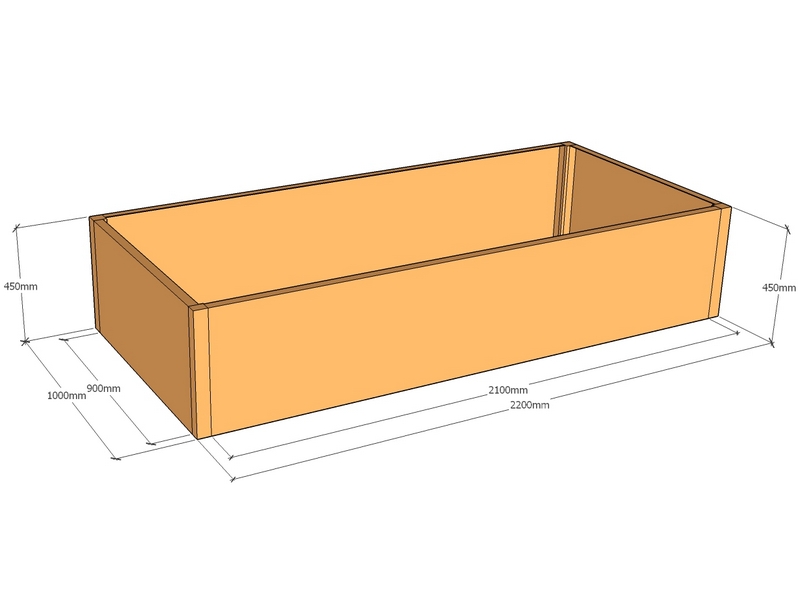 Rectangular planter 2200L x 1000W x 450T