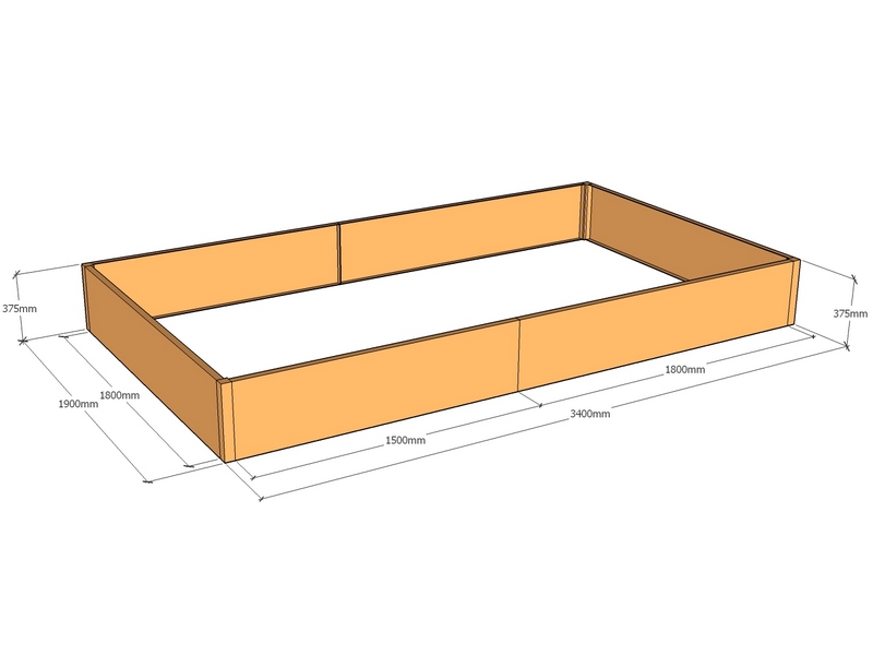 Rectangular planter 3400L x 1900W x 375T