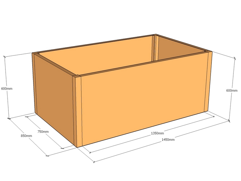 Rectangular planter 1450L x 850W x 600T
