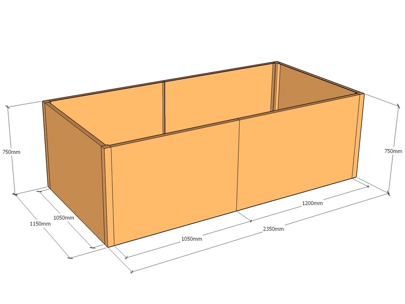 Rectangular planter 2350L x 1150W x 750T