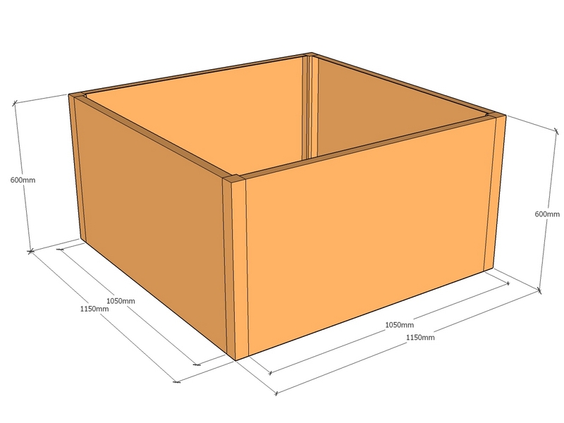 Rectangular planter 1150L x 1150W x 600T