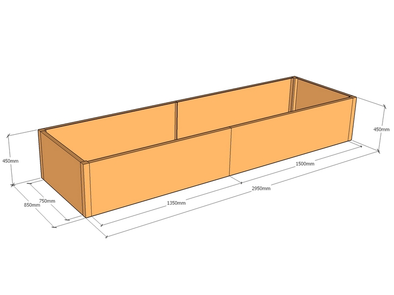 Rectangular planter 2950L x 850W x 450T