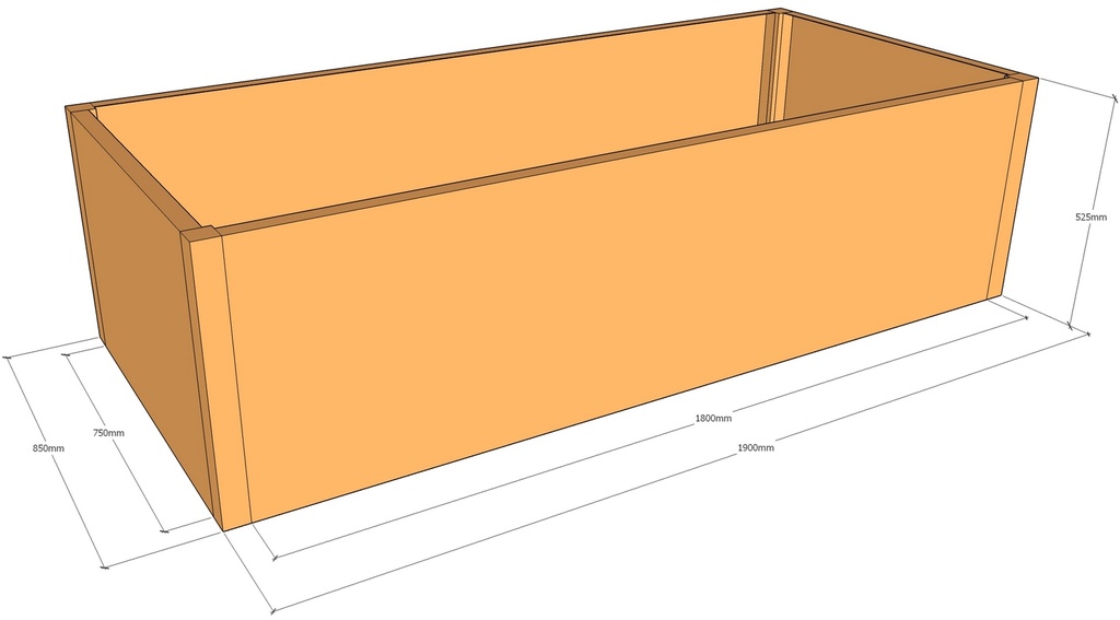 Rectangular planter 1900L x 850W x 525T
