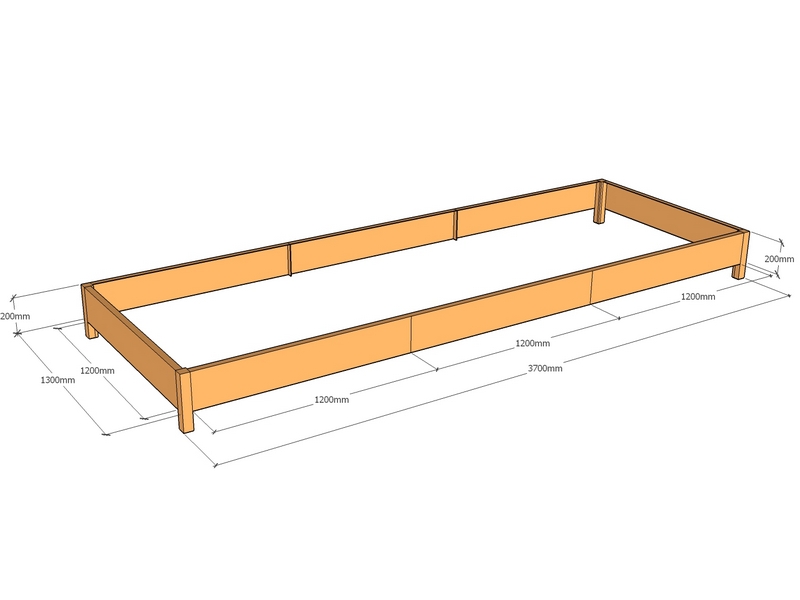 Rectangular planter 3700L x 1300W x 200T