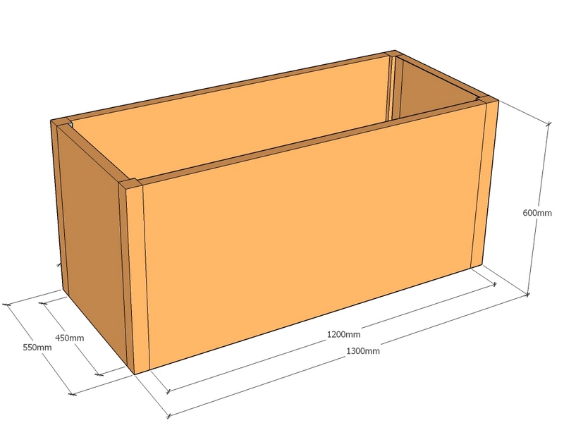 Rectangular planter 1300L x 550W x 600T