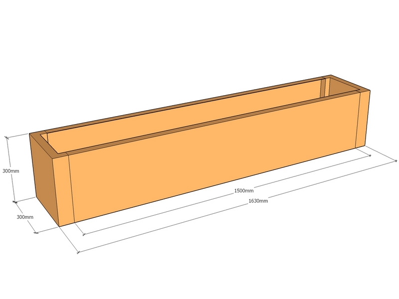 Rectangular planter 1630L x 300W x 300T