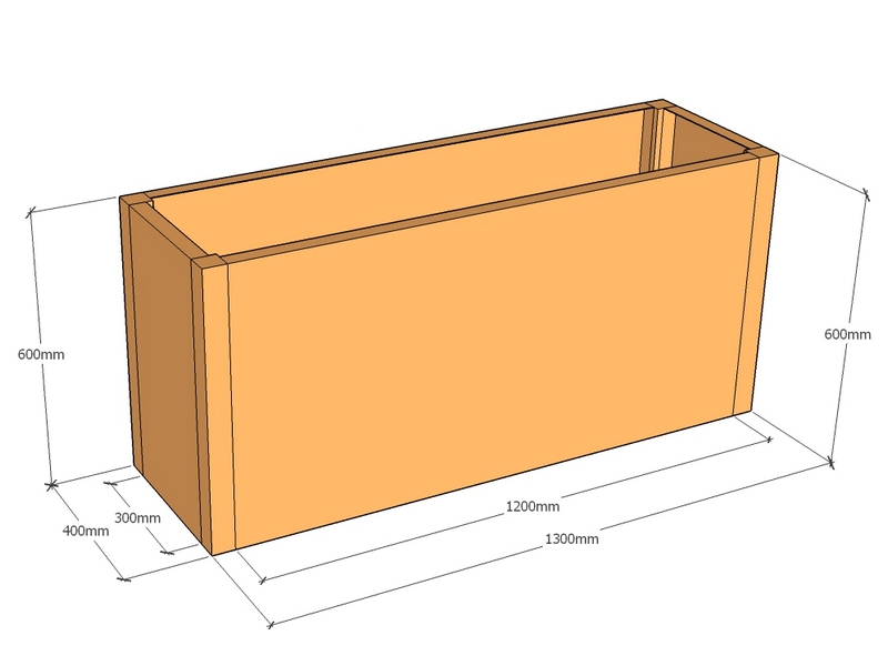 Rectangular planter 1300L x 400W x 600T