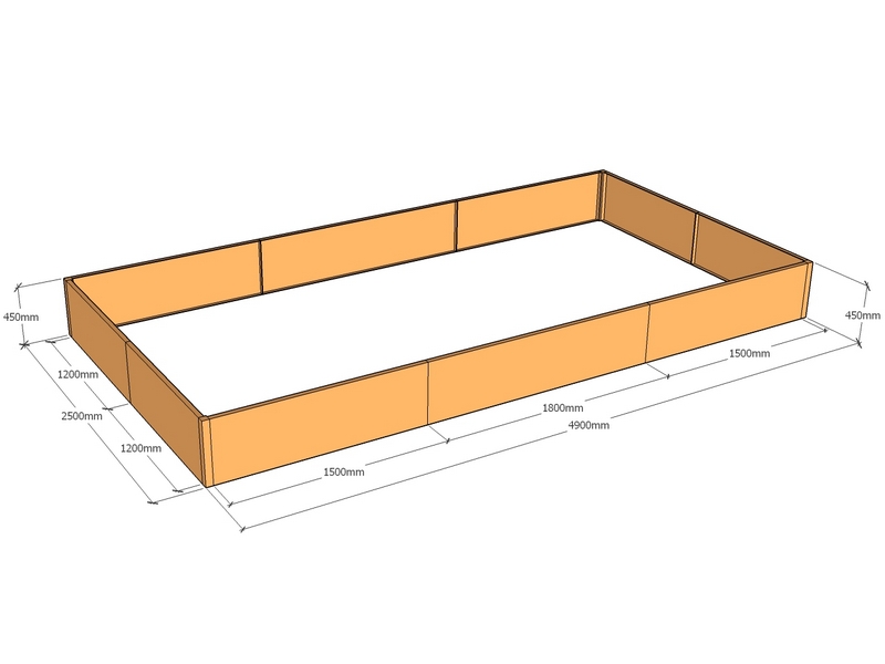 Rectangular planter 4900L x 2500W x 450T