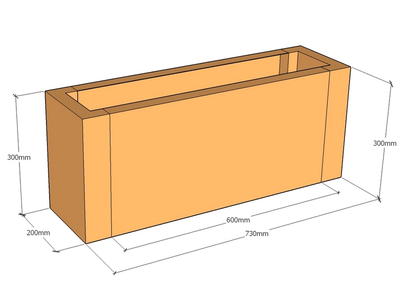 Rectangular planter 730L x 200W x 300T