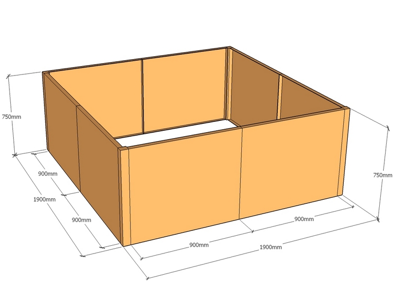 Rectangular planter 1900L x 1900W x 750T