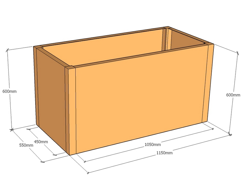 Rectangular planter 1150L x 550W x 600T