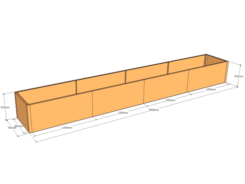 Rectangular planter 4900L x 700W x 525T