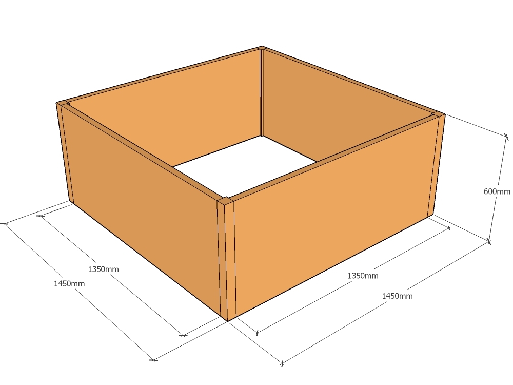 Rectangular planter 1450L x 1450W x 600T