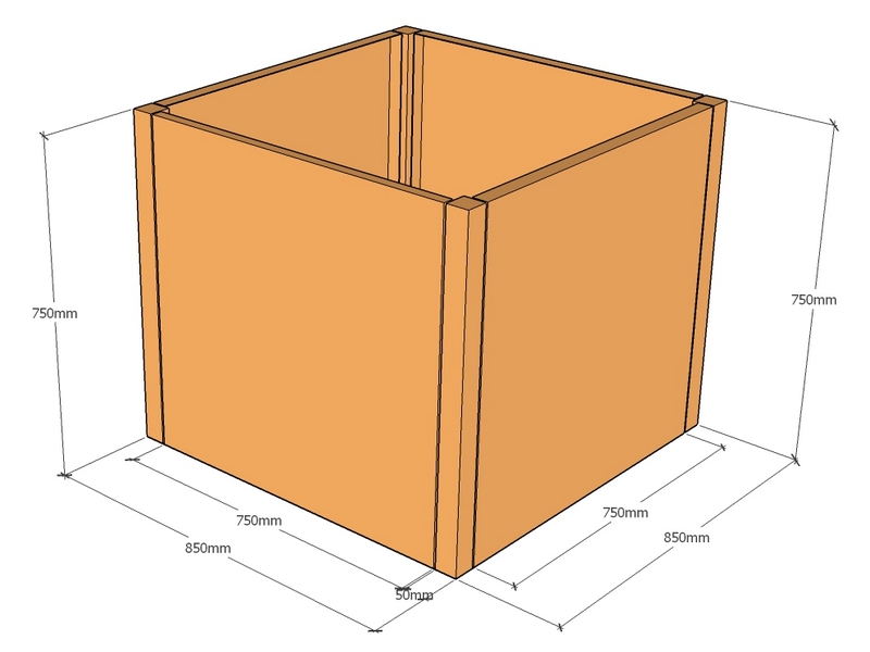 Rectangular Planter 850L x 850W x 750T