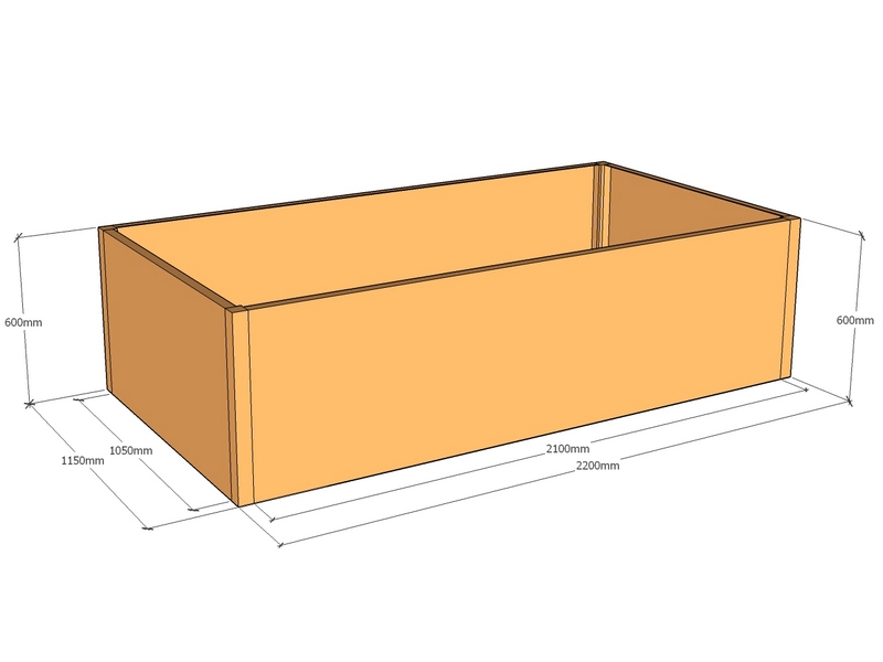 Rectangular planter 2200L x 1150W x 600T