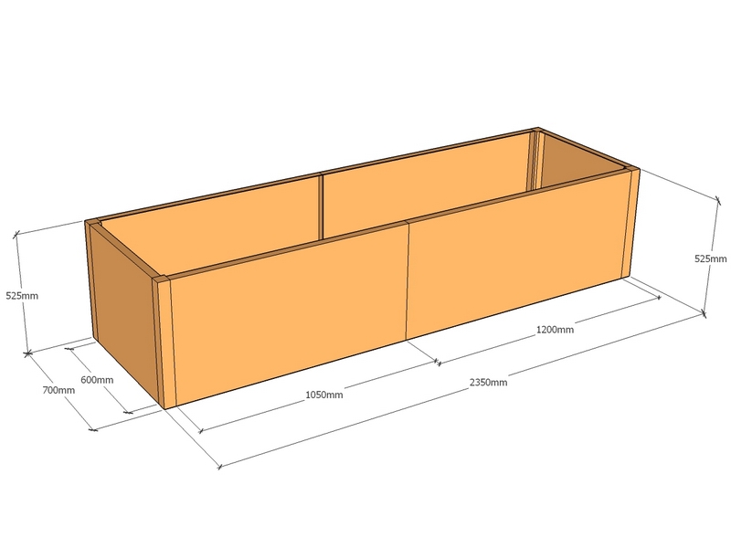 Rectangular planter 2350L x 700W x 525T