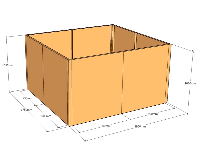 Rectangular planter 1900L x 1750W x 1050T