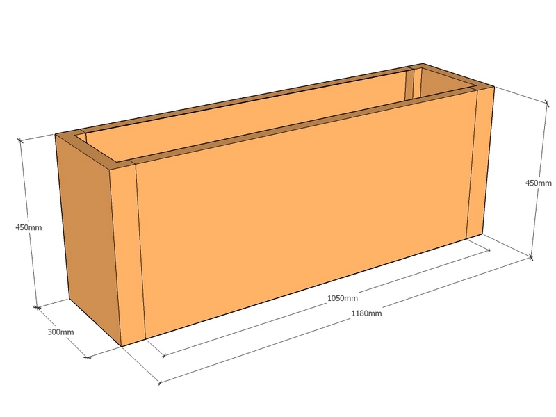 Rectangular planter 1180L x 300W x 450T